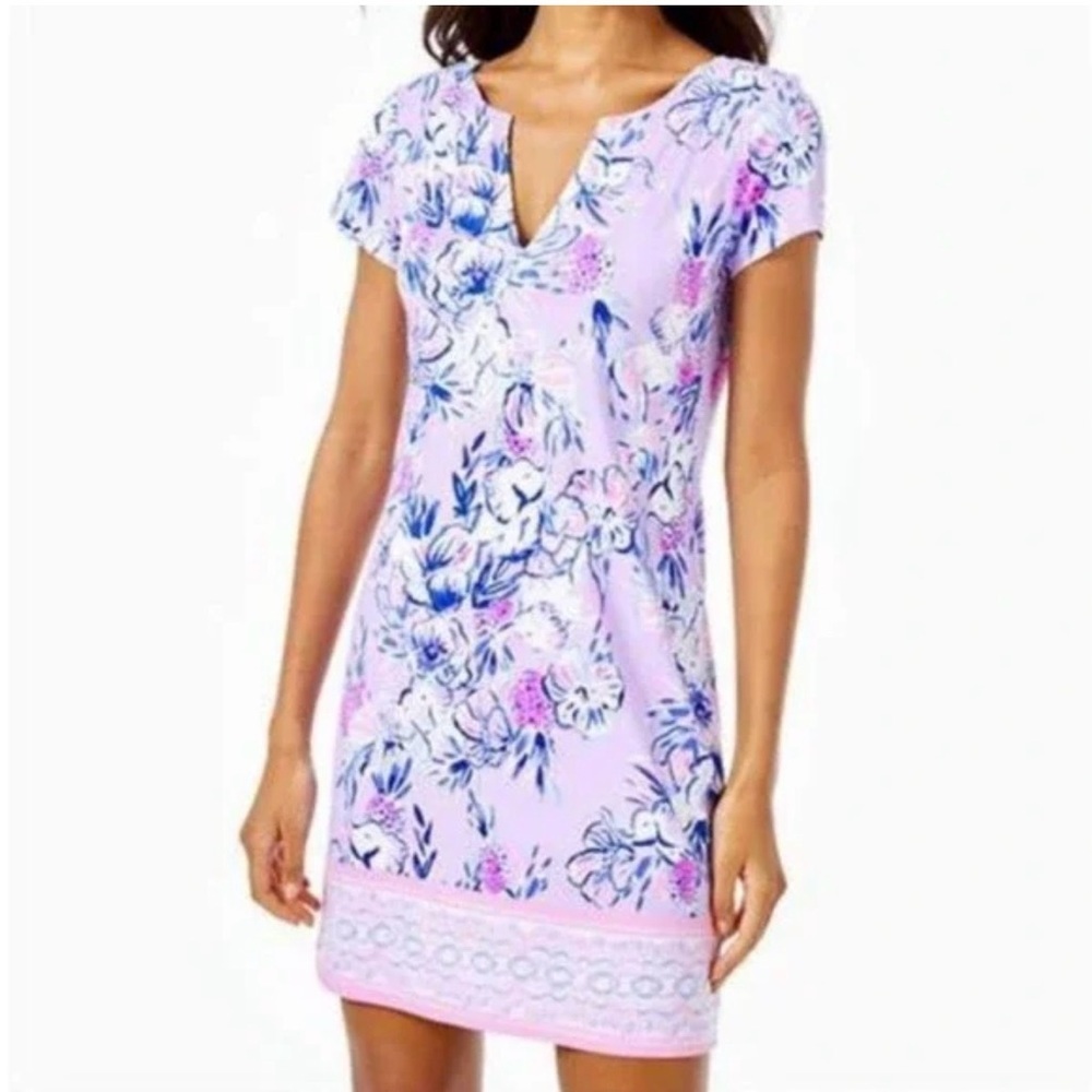 Lilly Pulitzer Lavender Floral Print Midi Dress